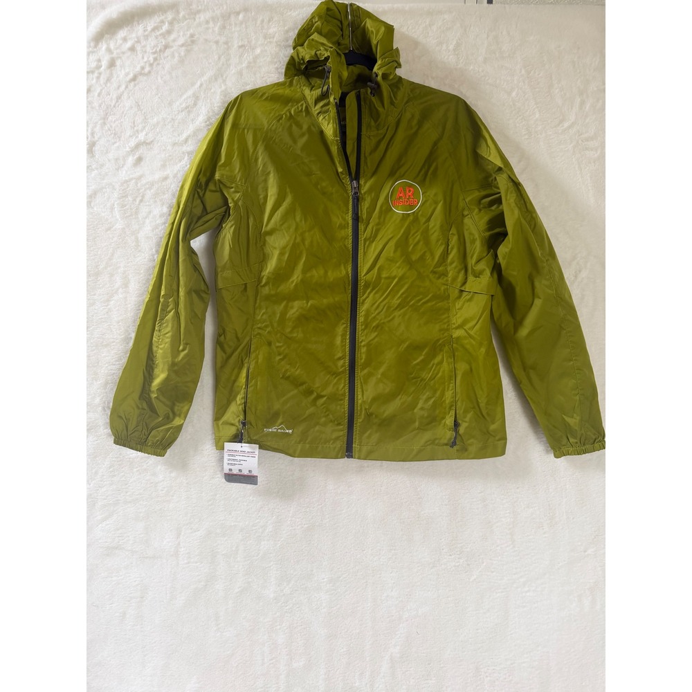 Eddie‎ Bauer Packable Wind Jacket Green Hooded Water Repellent EB501 Mens L NEW